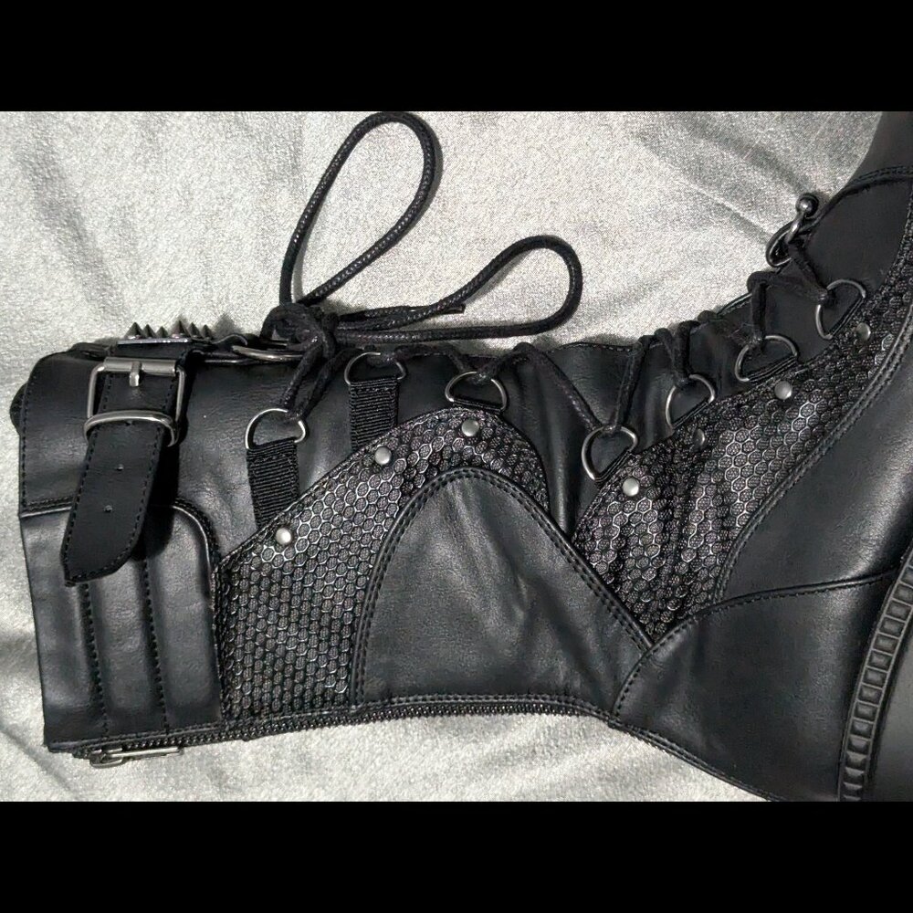 Demonia Shaker-70 Black Vegan Leather Mid-Calf Bo… - image 8